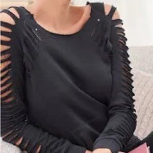 VENUS Black Cutout Sweatshirt